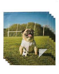 Table Napkin Animal Cute Puppy Football 4/6/8pcs Cloth Decor Dinner Towel For Kitchen Plates Mat Wedding Party Decoration