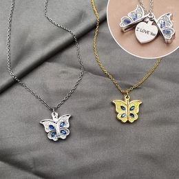 Pendant Necklaces Open Butterfly For Women Heart Couple Locket Gold Silver Colour Delicate Jewellery Gifts
