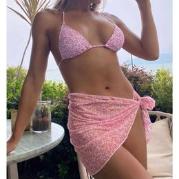 Women's Swimwear Sexy Three Pieces Bikini Set Women Bikini With Skirt Swimsuit Female Swimwear Print Biquini Bathing Suits Summer Beach Wear Y2303