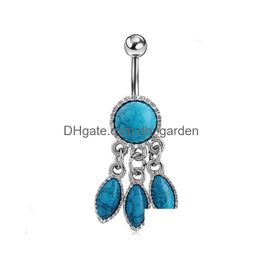 Navel Bell Button Rings D0755 Dream Catcher Belly Stud Aqua.Color Drop Delivery Jewellery Body Dhgarden Dhj69