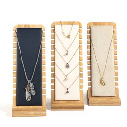 Jewelry Boxes Fashion Bamboo Jewelry Display Stand Necklace Display Stand Wooden Multiple Pendants Easel Showcase Display Holder for Necklaces 230310