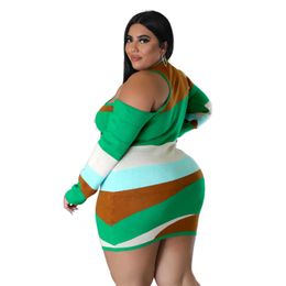 Plus Size Kleider Somo Mode bedruckte Kleidung für Frauen Sexy Off Shoulder Wrap Hip Minikleid Großhandel Dropshipping 230307