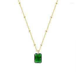 Pendant Necklaces 2023 Vintage Trend Peacock Emerald Titanium Steel Gemstone Necklace For Women