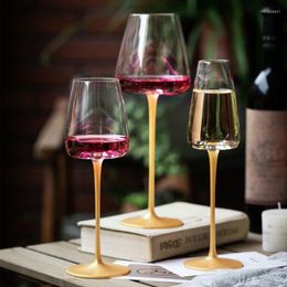 Wine Glasses Style Luxury 200-600Ml Hand Blossom Crystal Goblet Golden Cup Rod Art Red Champagne Festival Wedding Gift Drinkware