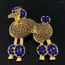 Brooches Full Biue Yellow Rhinestone Poodle For Women Metal Lovely Dog Animal Brooch Pins Gifte