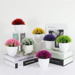 Decorative Flowers 1pc Artificial Potted Plastic Plant Wedding Vase For Home Decor Christmas Year Of Furnishing Articles