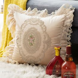 Cushion/Decorative Pillow Quality back cushion luxury Nordic sofa pillow Elegant cushion cover without core car French retro lace square cushion covers 230311