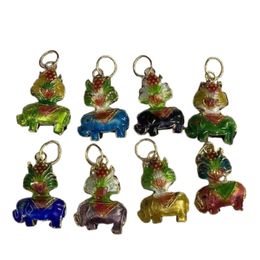 Cute Cloisonne Enamel Flower Elephant Charm DIY Jewelry Making Findings Fashion Accessories China Lucky Animal Pendants for Women 10pcs /lot