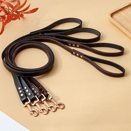 Dog Collars Leather Pet Leash Explosion-proof Traction Personalized Dogs Supplies Small Medium Large Cats Walking Leads