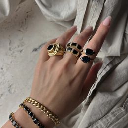 High-quality Vintage Brass Plated Gold Diamond Ring Trendy Niche Design Fashion Personality Light Men/woman nice