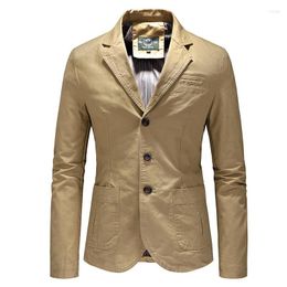 Men's Suits Fall Casual Pure Cotton Washed Single-breasted Slim Fit Middle-aged Plus Size