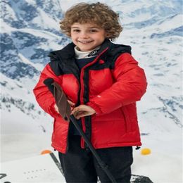 Yeni çocuk aşağı ceket ceket tasarımcısı çocuklar bebek giyiniyor kış kapüşonlu dışarda erkek kız kalınlaşacak sıcak parka rüzgar kırıcı tut
