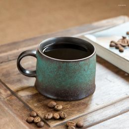 Mugs Creative Retro Mug Men's And Women's Office Cups Coffee Cup Household Ceramic Kiln Transformed Malachite Green Tea Bar