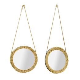 Mirrors Rattan Innovative Art Decoration Round Makeup Mirror Dressing Bedroom Indoor Bathroom Decorative Wall Hanging Room Decor