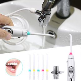 Other Oral Hygiene 6 Tips Family Switch Faucet Oral Jet Irrigator Pressure Water Dental Flosser SPA Cleaner Interdental Brush Daily Tooth Cleaner 230311