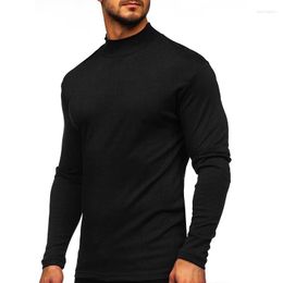 Men's T Shirts Fashion Men Tshirts 2023 Autumn Winter Thickened Warm High Collar Men's Long Sleeved T-shirt Bottom Shirt Top Mens