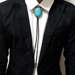 Bow Ties Naturel Stone Genunie Leather Bolo Tie Native Western Bola Cowboy Cowgirl Rope Zinc Alloy Necktie