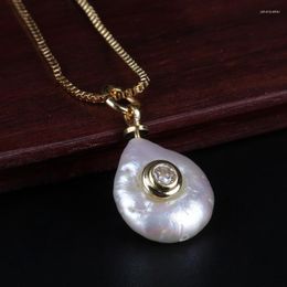 Choker Tiny White Clear Crystal Cz Charm Natural Coin Freshwater Pearl Bead Delicate Gold Link Chain Pendant Necklace For Women