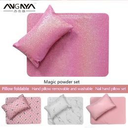 Hand Rests ANGNYA Pro Hand Cushion Holder Soft PU Leather Sponge Arm Rest Pink Magic Star Design Nail Pillow Manicure Art Beauty Nail Mat 230311