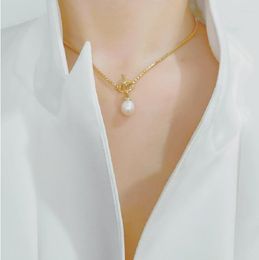 Pendant Necklaces Baroque Pearl Necklace 40cm Gold Box Chain Designed Fashion Trend Classic Collarbone For Women JewelryPendant