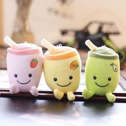 Doll Fruit Pearl Milk Tea Cup Pendant Key Chain Girl Sleeping Bed Super Soft Plush Toy Pendants Cute Plush Keychain