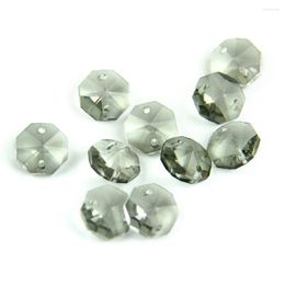 Chandelier Crystal 14mm Black Dia 100pcs/1000pcs Octagon Beads With 1 Hole/2 Holes Glass Prism Pendant Home Wedding Decoration