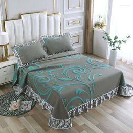 Bedding Sets Knitted Cotton Bedspread 3/5pcs Ultra Soft Breathable Coverlet Blanket Pillow Shams With Rufflers For All Seasons