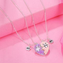 Pendant Necklaces Luoluoyi 2PCS/Set Panda Heart Broken Necklace BFF Couple Jewellery For Kids Girls Fashion Friendship Friends Gifts