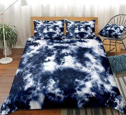 Bedding Sets Tie Dye Set Dyed Bed Linen Blue Boho Hippie Bedspread Home Textile Microfiber Beds Duvet Cover