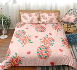 Bedding Sets Pineapple Set Striped Fruits Duvet Cover Tropic Fruit Bed Linen Kids Teens Stripe Home Textile Bedclothes