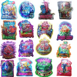 3.5g diecut shape mylar bag jungle cake watermelon strawberry grape topbar for gummy candy flower tea storage zipper moisture-proof custom edible package