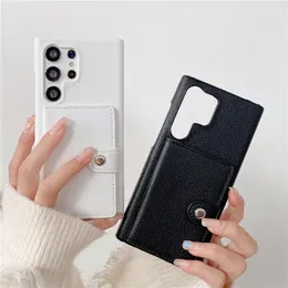 Magnetic Folio Lychee Pattern Vogue Phone Case for iPhone 14 13 12 Pro Max Samsung Galaxy S23 Ultra S22 S21 S20 Note20 Multiple Card Slots Matte Leather Wallet Shell