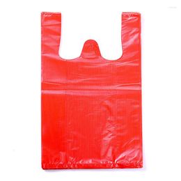 Gift Wrap 50pcs Red Plastic Bag Supermarket Grocery Shopping Thicken With Handle Vest Kitchen Storage Clean Garbage