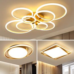 Ceiling Lights Dimmable Acrylic Rings 220v 110v Home Fixtures Led For Bedroom Lamp Light Lamps Decoration Decor Furniture