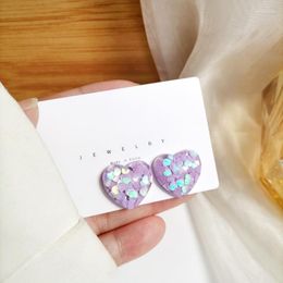 Stud Earrings Cute Transparent Heart Sequins For Women's Fashion Jewelry Romantic Charm Birthday Gifts