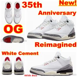 Masters Quality OG White Cement Reimagined Basketball Shoes 35S Anniversary High Mens Wizards Luck Green Fire Red Cardinal Muslin UNC Sneakers With Box