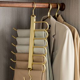 Hangers Racks 6 in 1 Magic Trouser Hangers Folding 360° Rotatable Pant Tie Scarf Storage Rack Aluminium Alloy Hanger Pant Organiser Space Save 230311