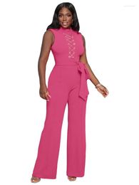 Ethnic Clothing African Clothes Women Jumpsuit Sleeveless Empire Wide Leg Pants Playsuit Summer Chain Cross Fashion Streetwear