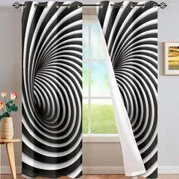 Curtain Modern Home Decoration Living Blackout Curtains Black And White Vortex Visual Interleaving Design For A Bedroom 2PCS