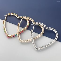 Hoop Earrings Pauli Manfi Fashion Metal Rhinestone Heart-shaped Women's Creative Party Accessories
