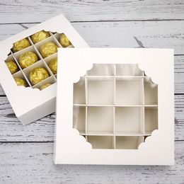 Gift Wrap 10Pcs Party Cupcake Boxes Empty 16 Grids Candy Inserts Clear Window And Divider For Chocolate Cake Packaging Bag