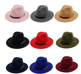 10Pcs TOP hats for men women Elegant fashion Solid felt Fedora Hat Band Wide Flat Brim Jazz Hats Stylish Trilby Panama Caps