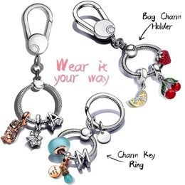 925 silver Fit Pandora Original charms DIY Pendant women Bracelets beads Moment Key Ring Small Bag Heart