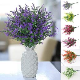 Decorative Flowers Artificial Lavender Wedding Simulation Bouquet Fake Flower Plant Plastic For Christmas Home Party Decoration