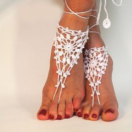 Anklets Cotton Crocheted Anklet Yoga Belly Dance Nude Shoes Foot Jewelry Beach Accessories
