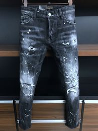 DSQ PHANTOM TURTLE Men's Jeans Mens Luxury Designer Jeans Skinny Ripped Cool Guy Causal Hole Denim Fashion Brand Fit Jeans Men Washed Pants 6914