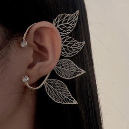 Backs Earrings 1pcs Lovely Hollow Leaf Ear Hook Big For Women Accessories Gold Silver Colour Clip Earring Fashion Jewellery