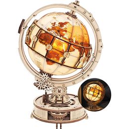 3D Puzzles Robotime ROKR Luminous Wooden Globe Light Night 3D Puzzle Games for Christmas Gift for Kids Adults for Home Decor Desk Decor 230311