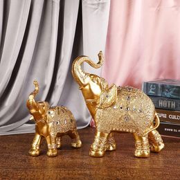Decorative Figurines Resin Crafts Thailand Elephant Gold And Silver Ornament Home Entrance TV Cabinet Animal Ornaments Decoration