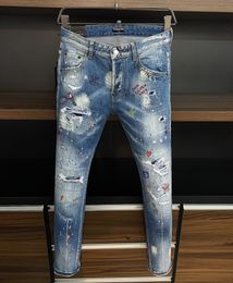 DSQ PHANTOM TURTLE Men's Jeans Classic Fashion Man Jeans Hip Hop Rock Moto Mens Casual Design Ripped Jeans Distressed Skinny Denim Biker Jeans 6118